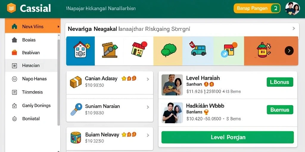 Tampilan awal yang memikat dan mudah dinavigasi.
